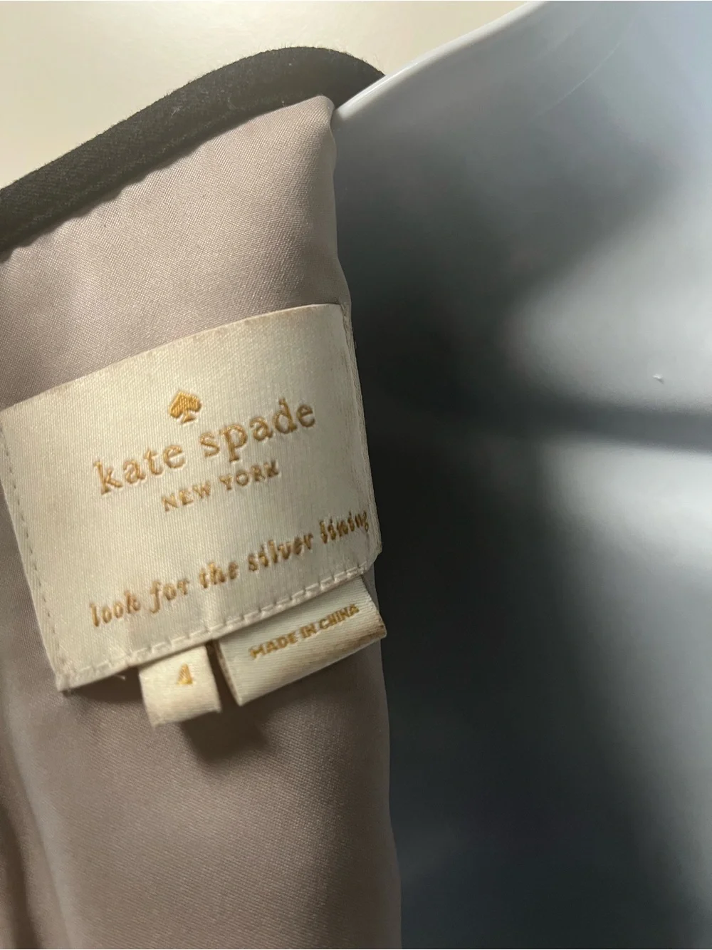 kate spade Beige and Black Scallop-Trim Mini Dress
